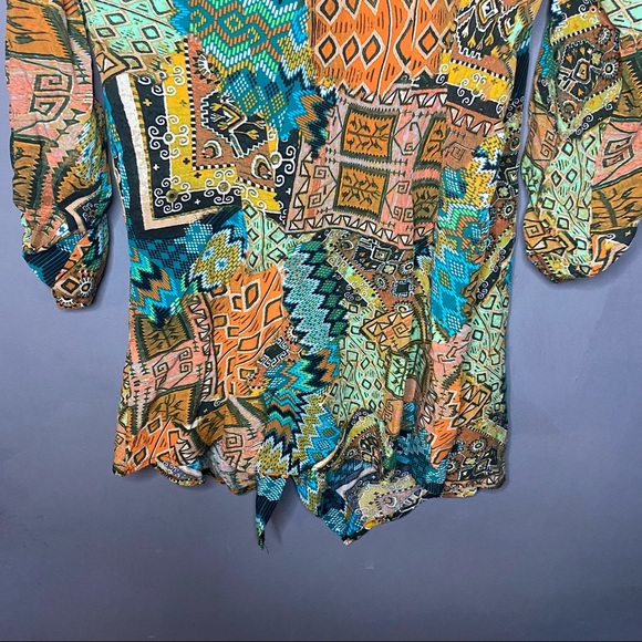 UNCLE FRANK Tunic Top Boho Southwestern Aztec Tribal Print Asymmetrical … - Picture 8 of 10
